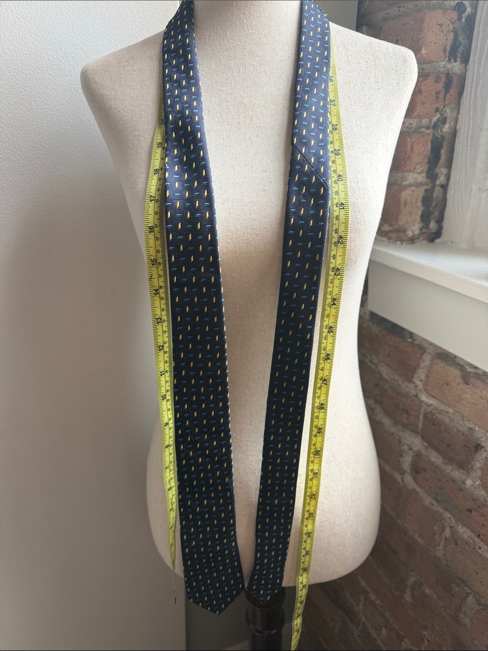 Milano Navy Silk Tie with Yellow Micro-Dot Pattern